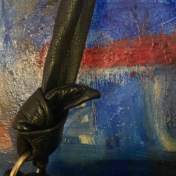 COLE HAAN // ltd ed black buttery leather knot strap magnetic flap shoulder bag - Picture 7 of 13